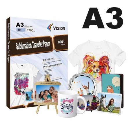 PAPEL SUBLIMACION 100g A3 Vision 50 Hojas