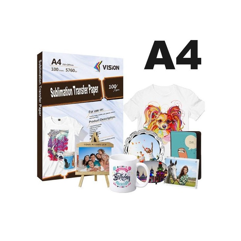 PAPEL SUBLIMACION 100g A4 Vision 100 Hojas