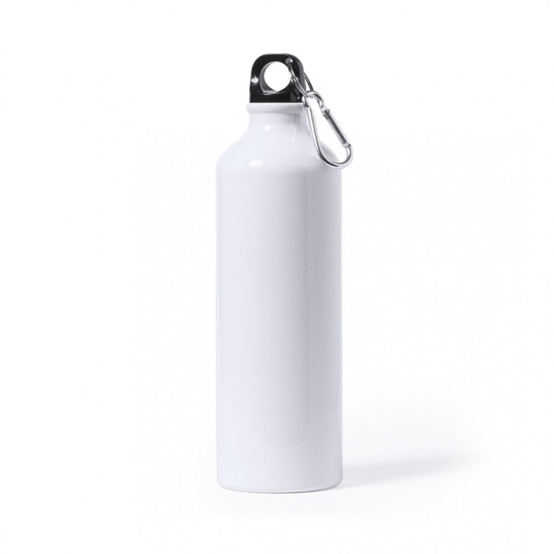 BIDON ALUMINIO 800ml D73 (R11oz) SUBLIMACION BLANCO CON MOSQUETON