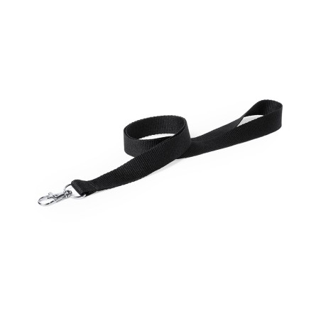 LANYARD POLIESTER NEGRO CON MOSQUETON METALICO