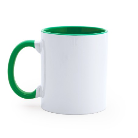 TAZA SUBLIMACION Color con caja VERDE interior y asa