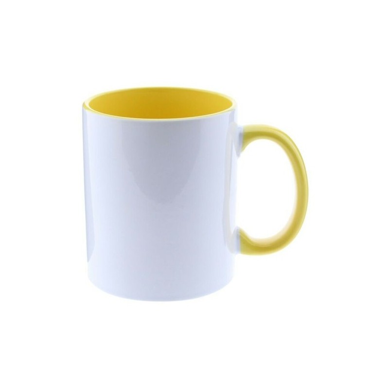 TAZA SUBLIMACION Color con caja AMARILLA interior y asa