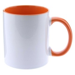 TAZA SUBLIMACION Color con caja NARANJA interior y asa