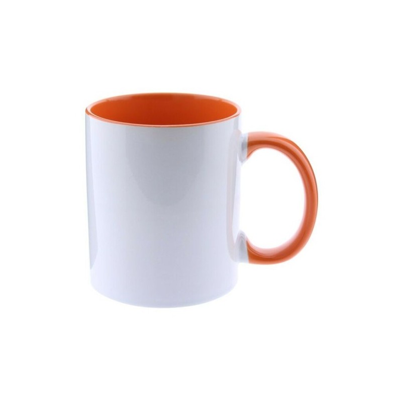 TAZA SUBLIMACION Color con caja NARANJA interior y asa