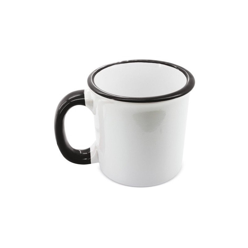 TAZA RETRO CERAMICA SUBLIMACION BORDE Y ASA NEGRO