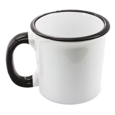TAZA RETRO CERAMICA SUBLIMACION BORDE Y ASA NEGRO