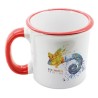 TAZA RETRO CERAMICA SUBLIMACION BORDE Y ASA ROJA