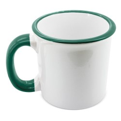 TAZA RETRO CERAMICA SUBLIMACION BORDE Y ASA VERDE